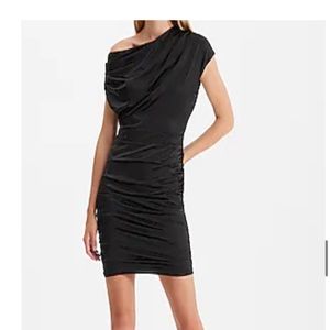 NWT EXPRESS dress. Satin off shoulder ruched dress
